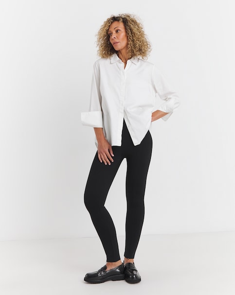 Black Zip Hem Ponte Leggings