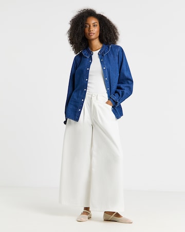 Simply Be Mid Wash Full Collar Denim Shirt