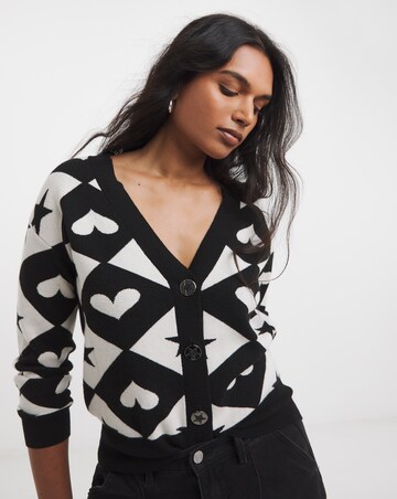 Simply Be Heart & Stars Checkerboard Cardigan