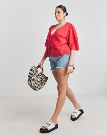 Simply Be Cotton Beach Broderie Shirt And Short Co-Ord Set