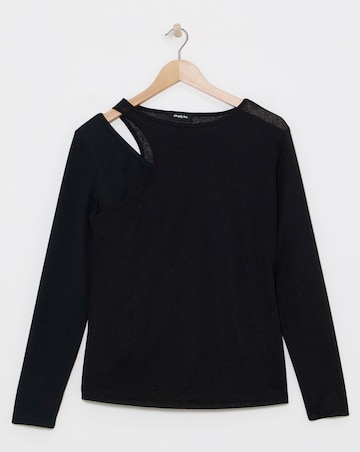 Black 2 in 1 Knit Look Mesh Top