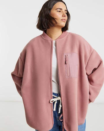 Dusty Pink Micro Fleece Bomber Jacket
