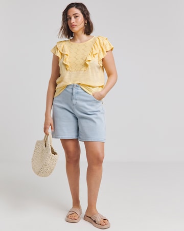Simply Be Pale Yellow Broderie Yoke Top
