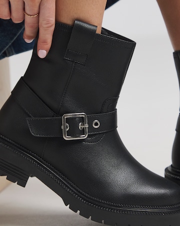 Vada Classic Multi Buckle Biker Boots Extra Wide EEE Fit