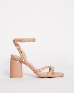 Lugo Asymmetric Stud Heeled Sandals - Wide Fit (E)