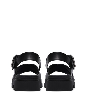 Clarks Black Leather Animal Print Orinoco3 Cross Sandals - Standard Fit (D)