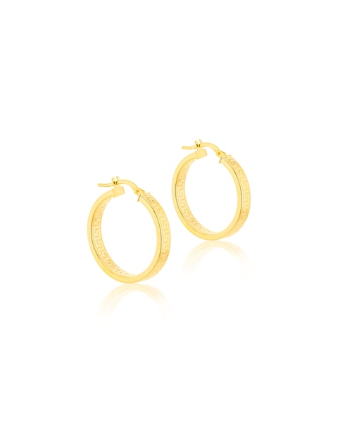 9CT Gold Greek Pattern Hoop Earrings