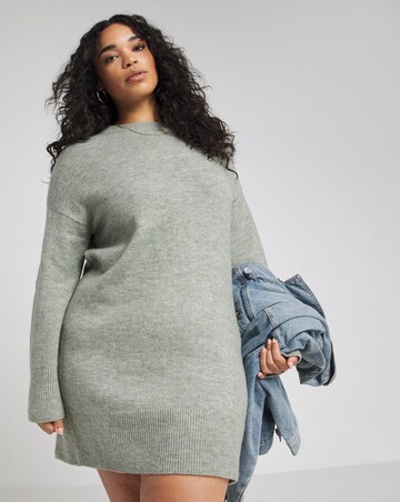 Sage Crew Neck Mini Jumper Dress