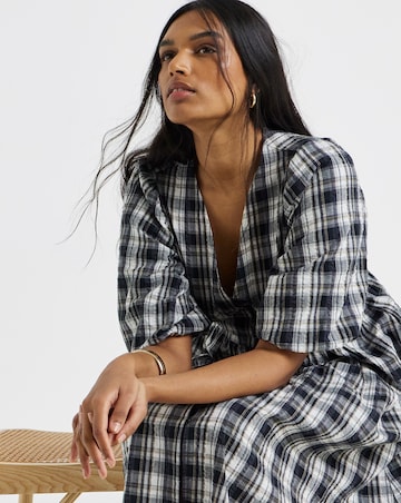 Mono Check Midi Dress