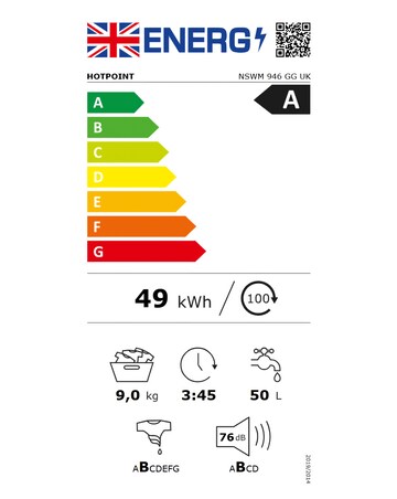 Hotpoint Anti-Stain NSWM 946 GG UK 9kg 1400rpm Washing Machine Graphite Install