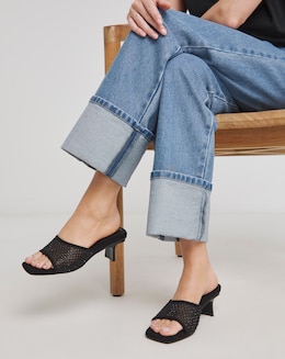 Paloma Diamante Mesh Kitten Heel Mule - Wide Fit (E)