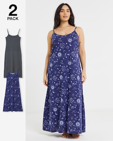 Pretty Secrets (2 Pack) Value Maxi Nighties Celestial Print