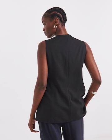 Black Longline Tailored Waistcoat