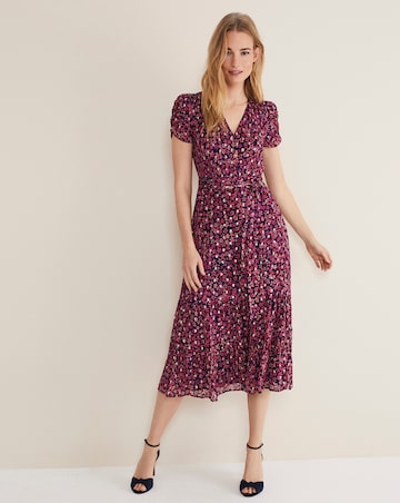 Phase Eight Azalea Ditsy Short Sleeve Midi Dress