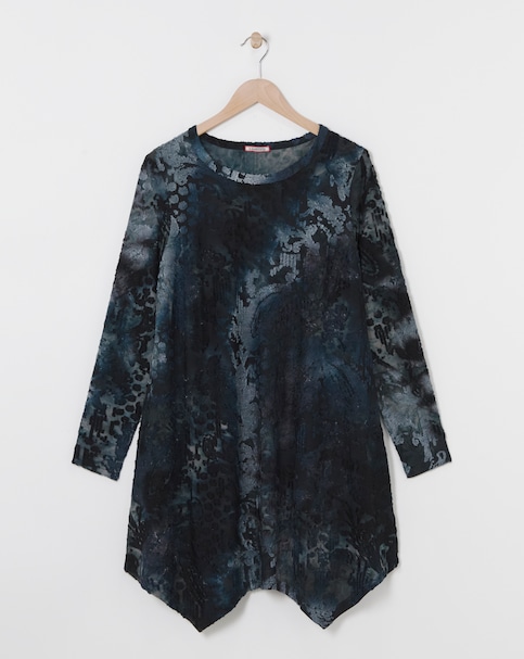 Joe Browns Blue Devore Hanky Hem Tunic
