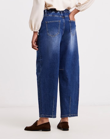 Mid Wash Cropped Barrel Jeans