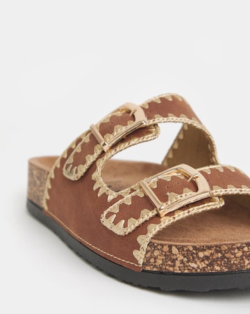 Heavenly Feet Sandy Stitch Detail Sandals - Wide Fit (E)