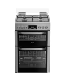 Hotpoint HDG6GDCX 60cm Gas Double Cooker with Glass Lid - Stainless Steel