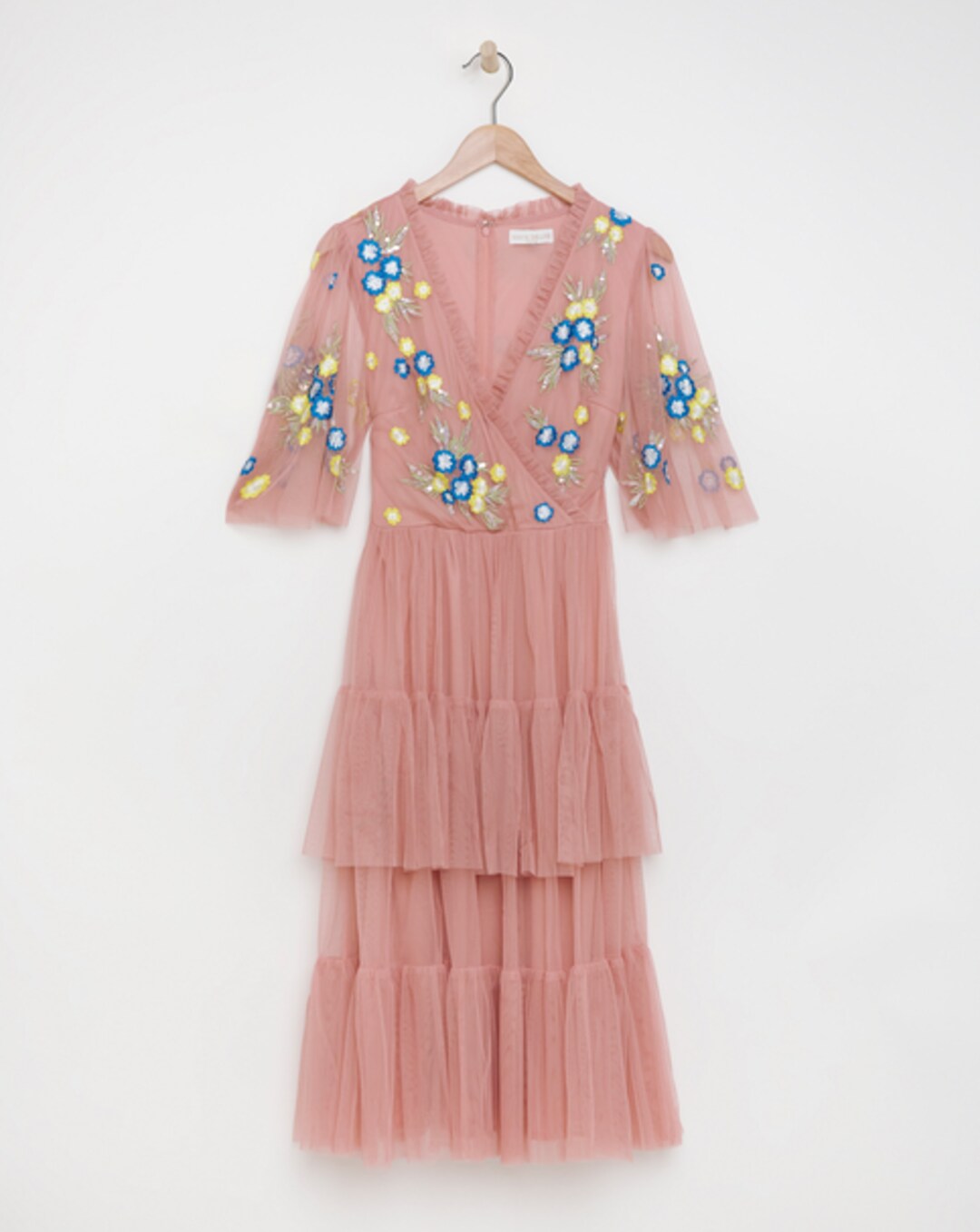 baby blue midi dresses Baby Blue Floral Print Halter Midi Dress