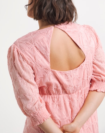 Simply Be Pink Embroidered Floral Button Up Midi Dress