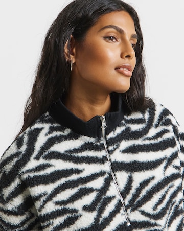 Black & White Zebra Print Borg Sweatshirt