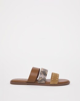 3 Strap Leather Mule - Wide Fit (E)