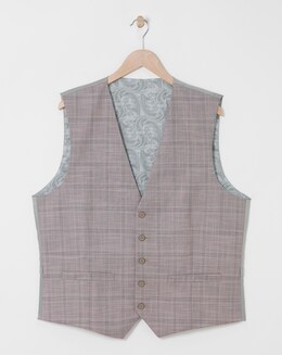 Jordan Burgundy Check Suit Waistcoat