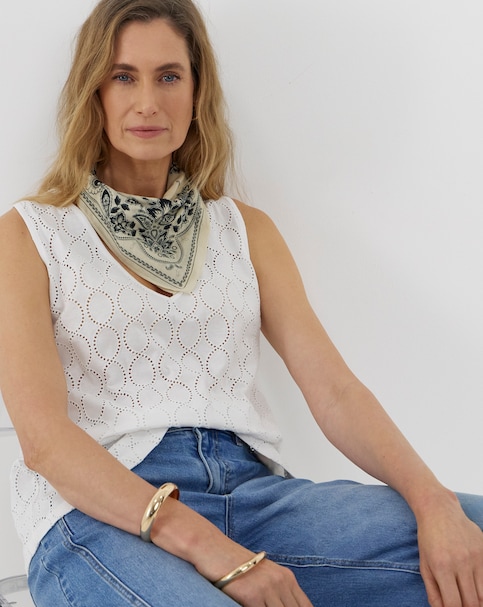 White Broderie Vest