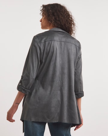 Charcoal Suedette Waterfall Jacket
