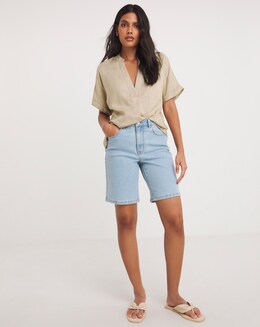 Light Blue Bermuda Denim Shorts