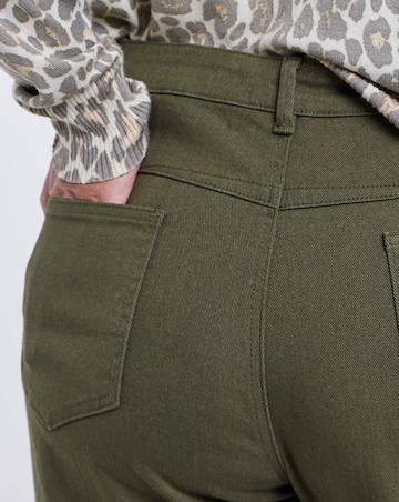 Olive Comfort Stretch Dart Detail Barrel Leg Jeans