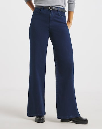 Dark Indigo Cosy Feel Soft Stretch Wide Leg Jeans
