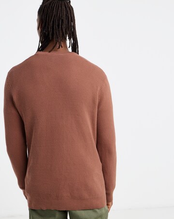 Pink Textured Knitted Crew Neck Jumper