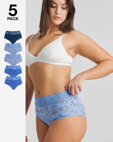 Pretty Secrets (5 Pack) Lace Top Full Brief Knickers Butterfly