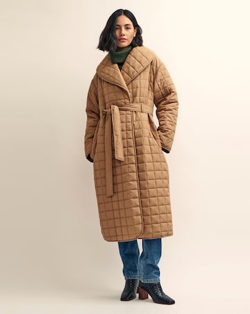 Nobody's Child Quilted Belt Shawl Collar Quilted Wrap Coat