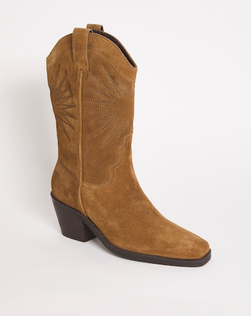 Maeve Suede Embroidered Western Cowboy Boots Ex Wide Fit Standard Calf