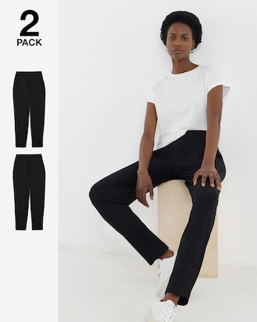 2 Pack Black Jersey Tapered Leg Trousers