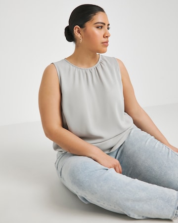 Simply Be Light Grey Ruched Sleeveless Blouse