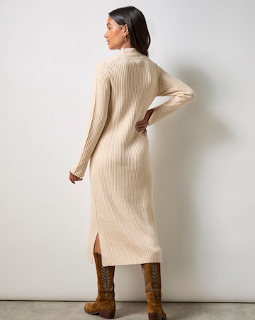 Ro&Zo Oatmeal High Neck Jumper Dress
