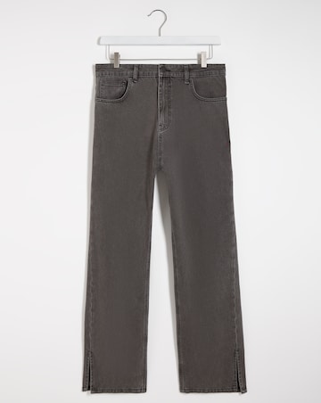 Washed Black Non Stretch High Rise 90's Split Hem Straight Leg Jeans