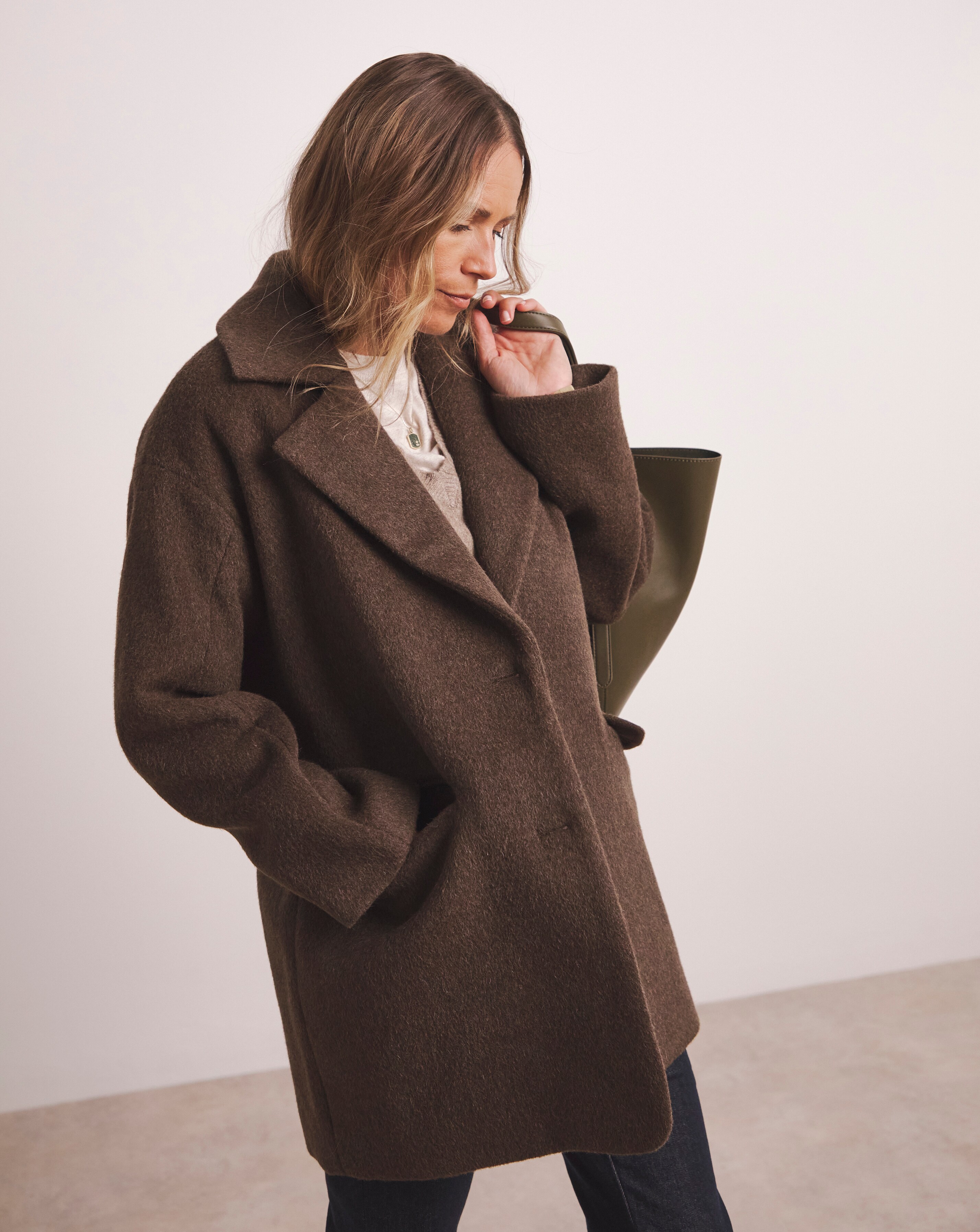 Anthology Mocha Tailored Wool Blend Coat