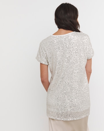 Silver Sequin Longline Top