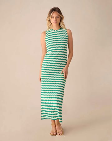 Ro&Zo Green Stripe Column Knit Dress