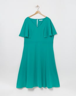 Joanna Hope Green Angel Sleeve Midi Dress