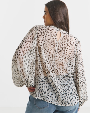 Animal Exaggerated Sleeve Georgette Blouse
