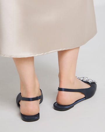 Monroe Diamante Bow Slingback Shoes - Wide Fit (E)