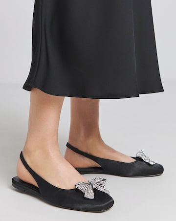 Monroe Diamante Bow Slingback Shoes - Extra Wide Fit (EEE)