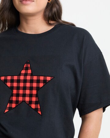 Red Leopard Star Graphic Oversized T-Shirt