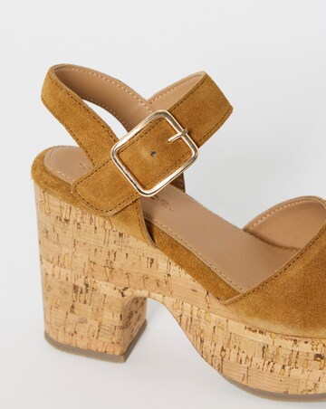 Gaga Leather Cork Platform Sandals - Wide Fit (E)