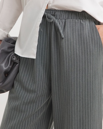 Soft Pull On Grey Pinstripe Wide Leg Trousers